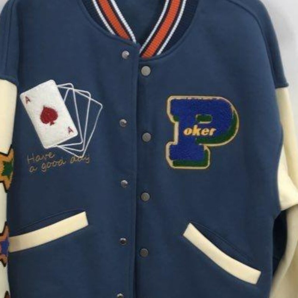 New Wave Men's Blue Varsity Jacket Size Small - Picture 3 of 6